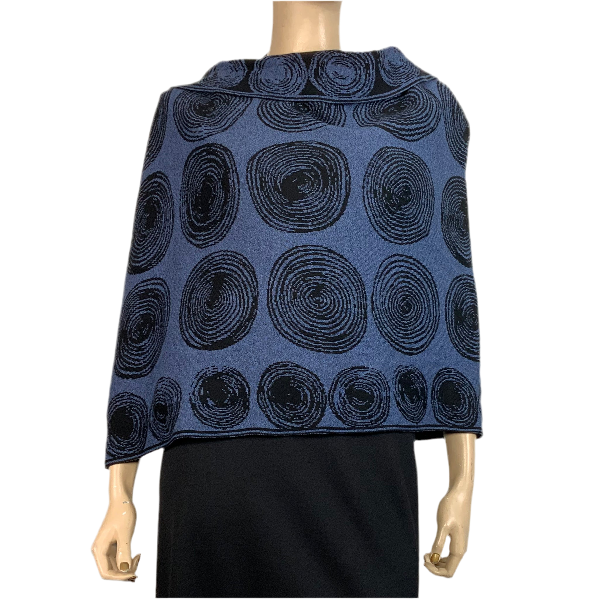 Spirals Denim Black Shawl Scarve Wrap