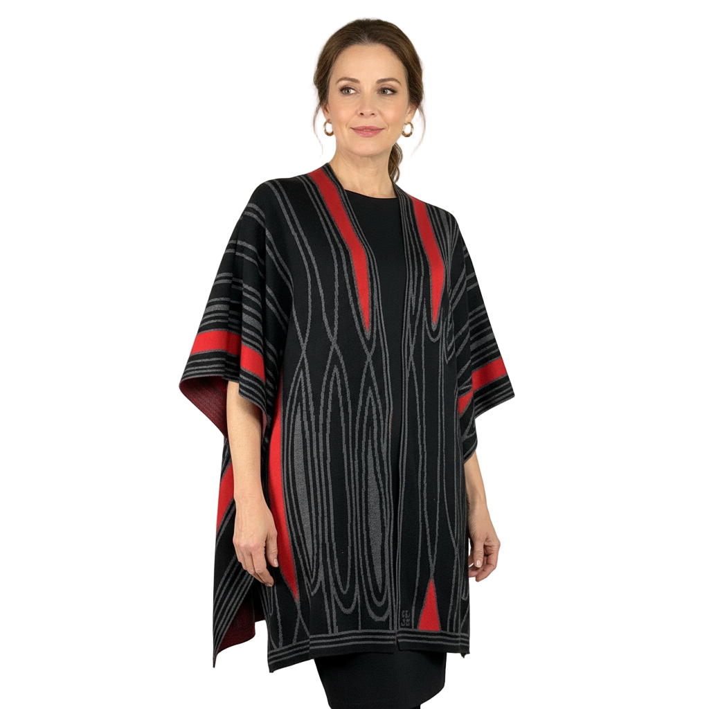 Mid Century Black, Charcoal and Red