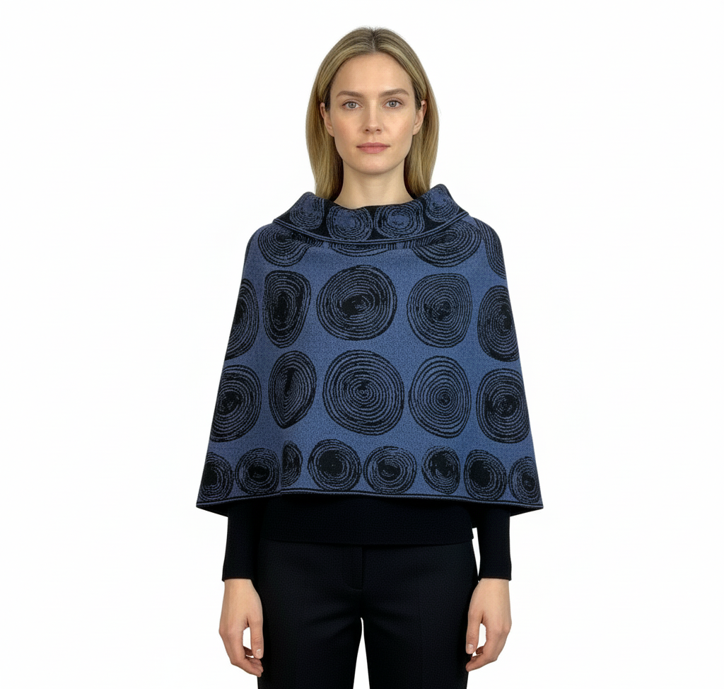 Spirals Denim Black Shawl Scarve Wrap