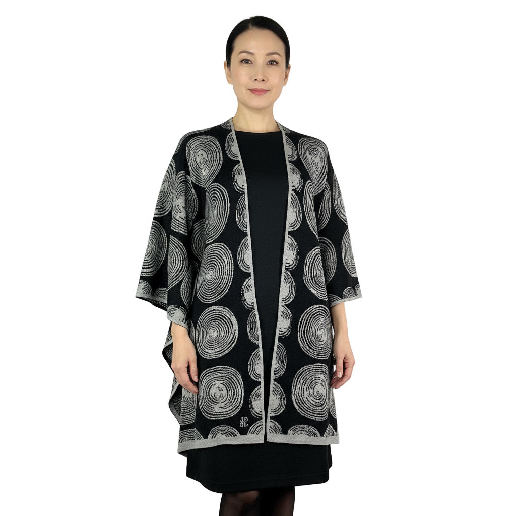 Spirals Cape Black & Light Grey