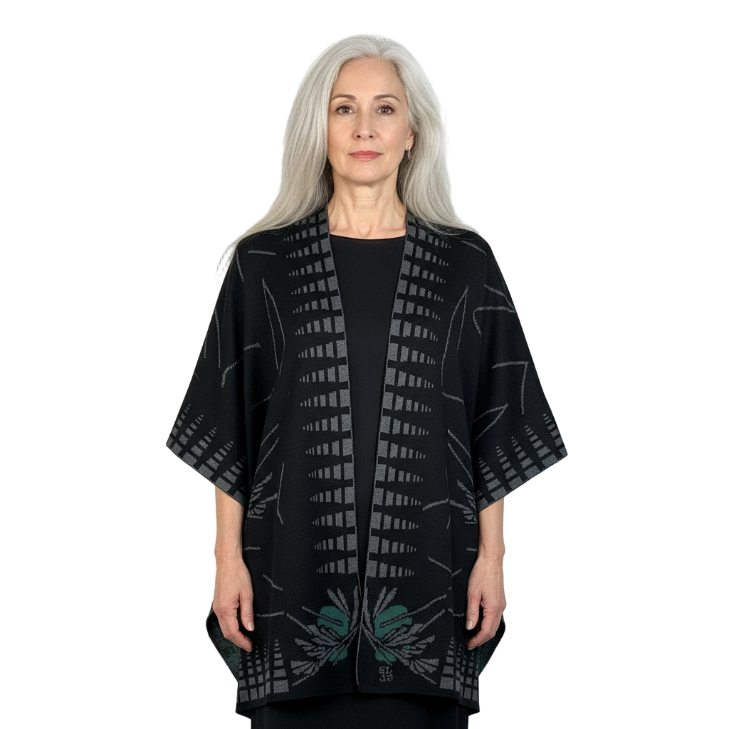 Blossom Cape  Black, Charcoal, Hunter Green