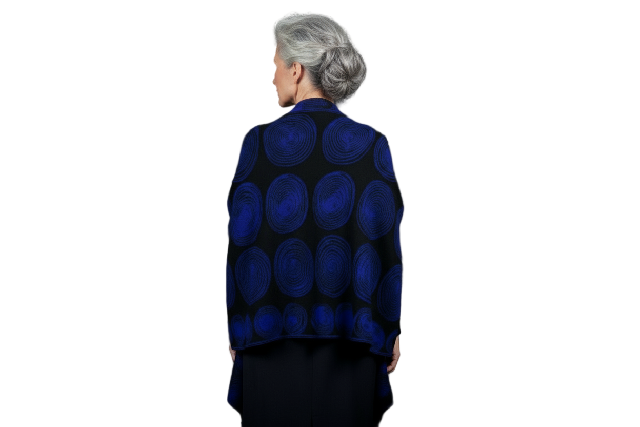 Spirals Black and Lapis Wrap