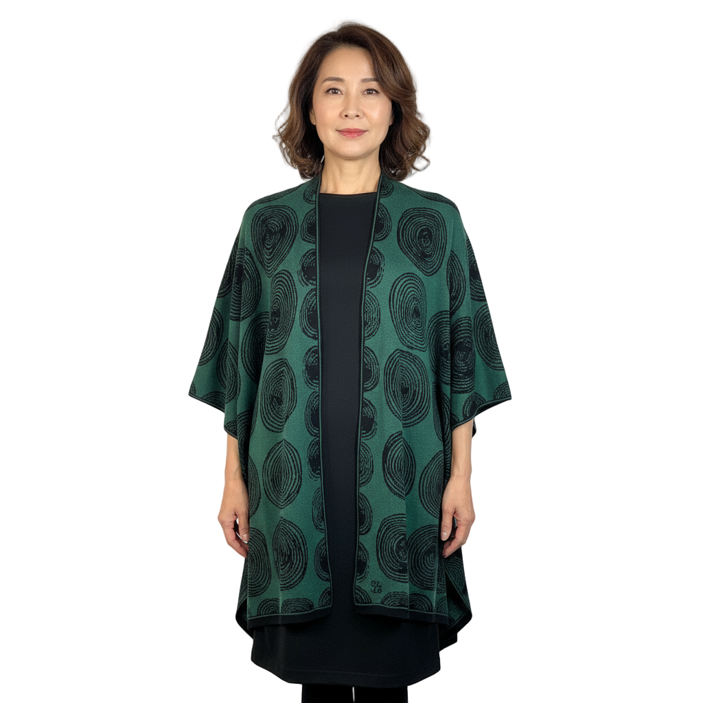 Spirals Cape Black & Hunter Green