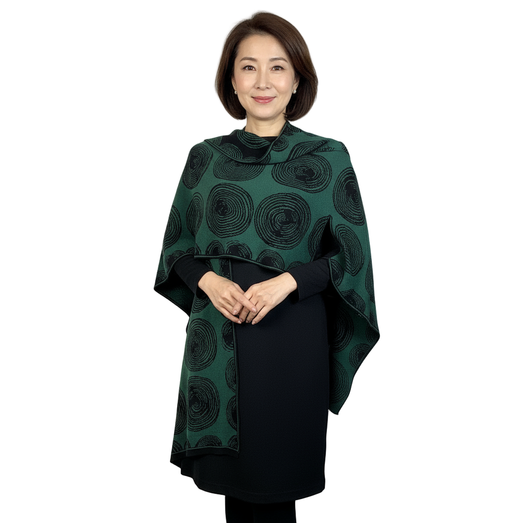 Spirals Cape Black & Hunter Green