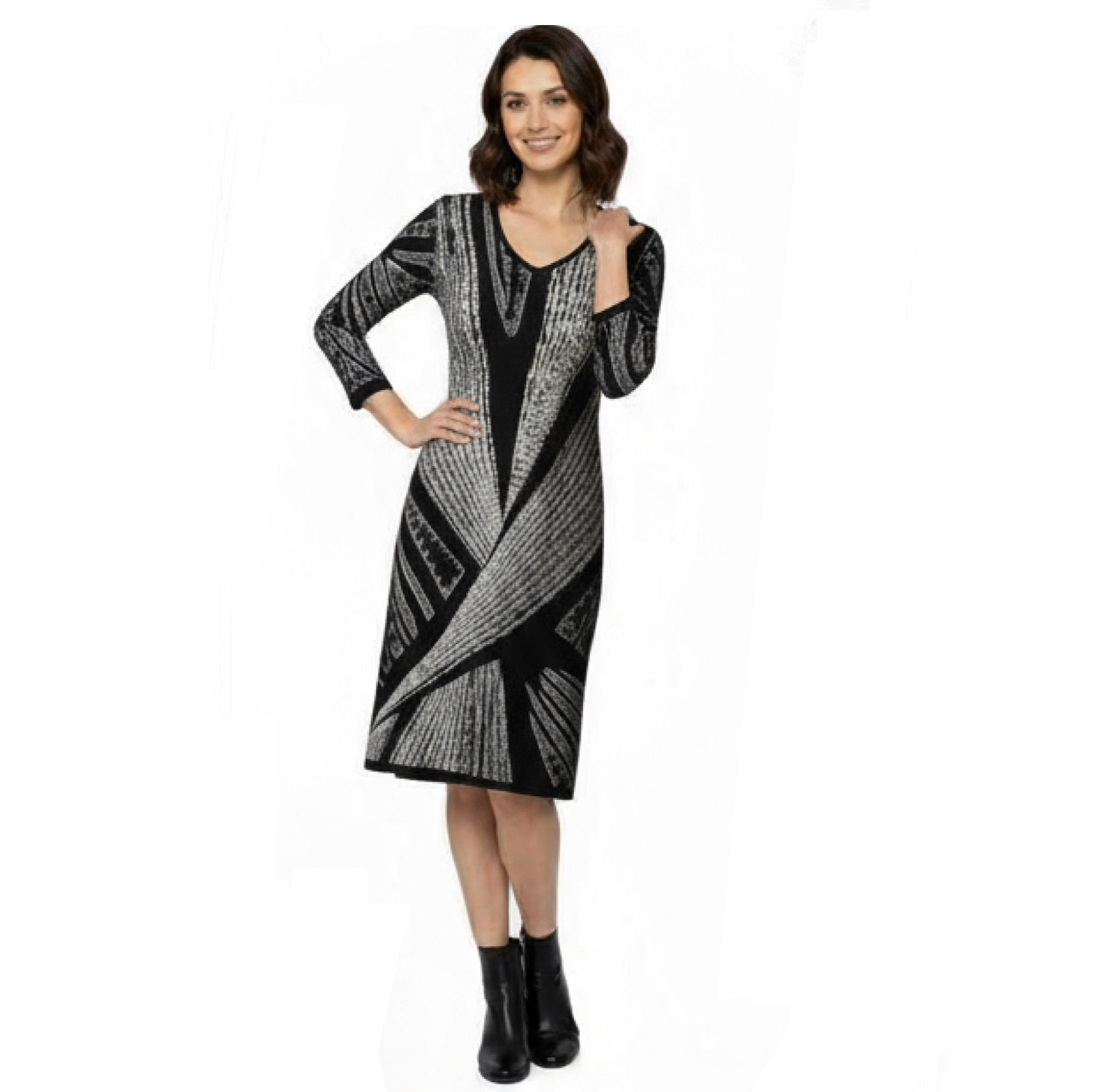 Leaf Amanda Dress Black and Cream