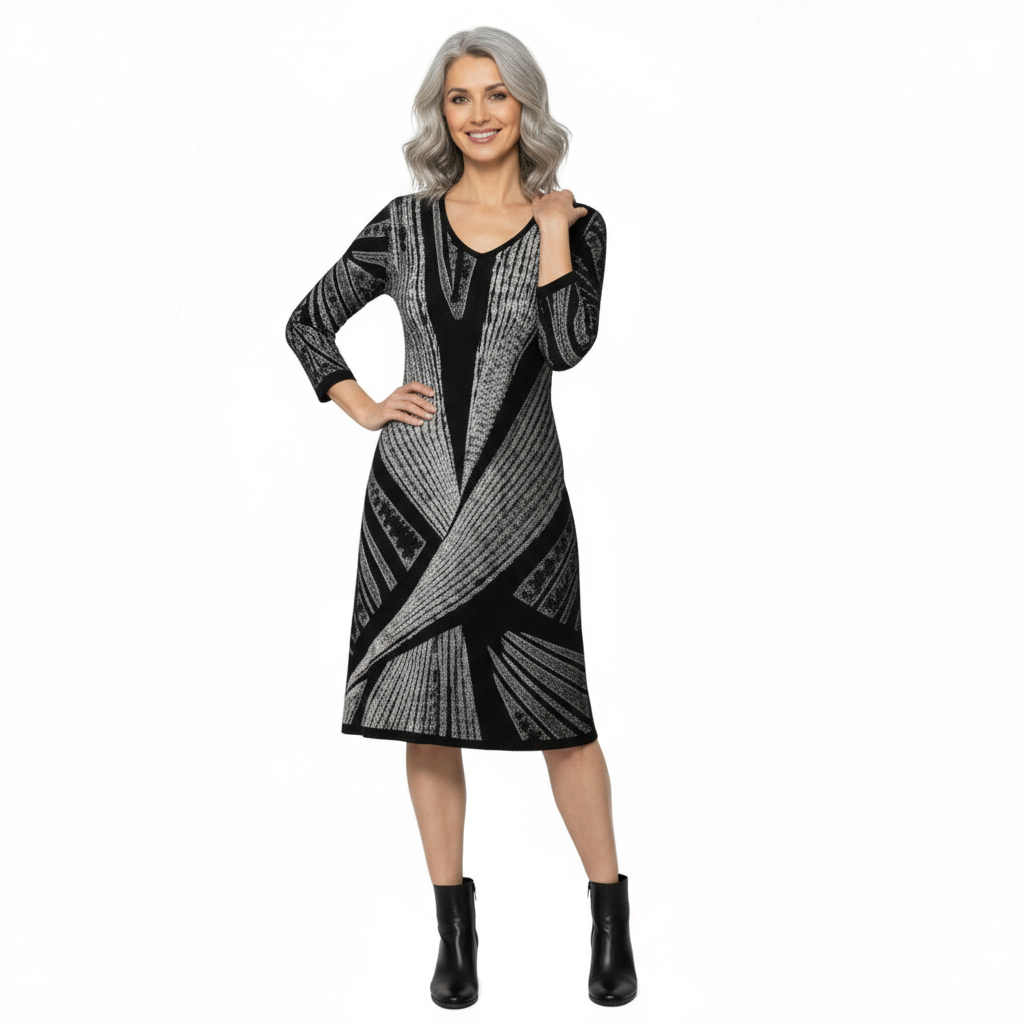 Leaf Amanda Dress Black and Cream