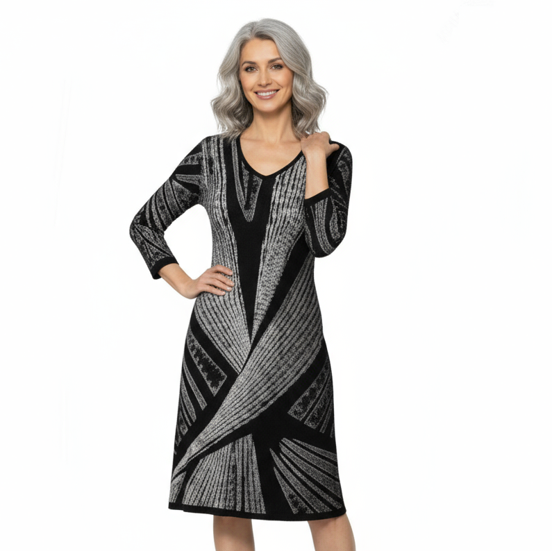 Leaf Amanda Dress Black and Cream