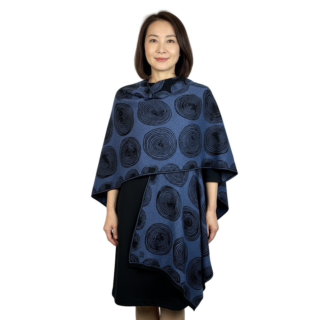 Spirals Cape Black & Denim Blue