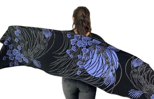 Moonscape Shawl Scarf Wrap Black, Dark Grey, Light Blue