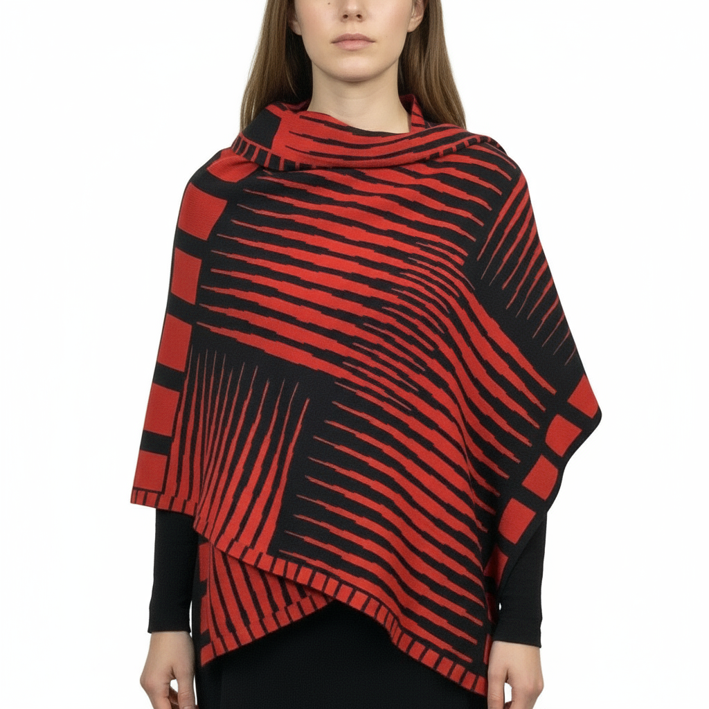 Tides: Reversible black/red Shawl Scarf Wrap