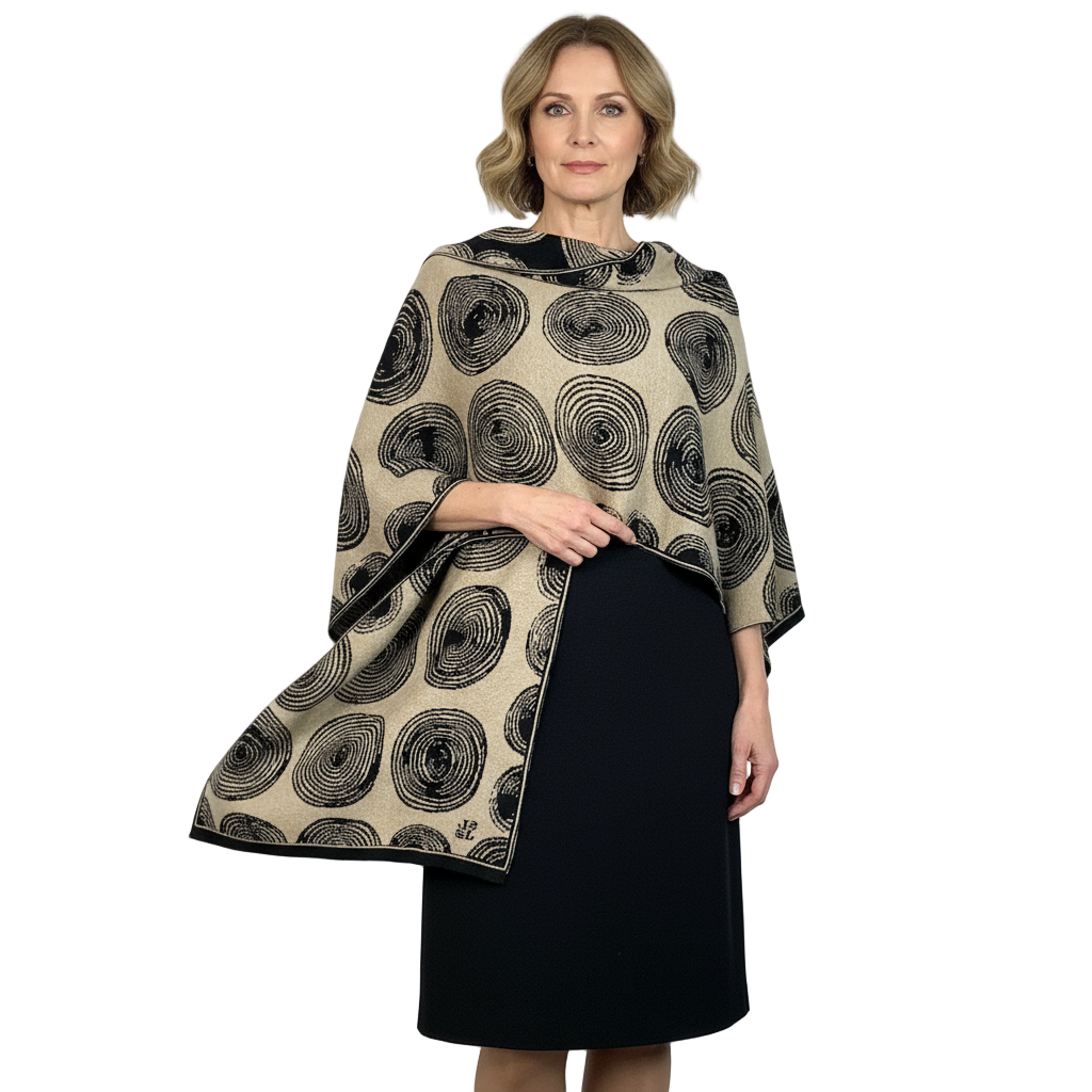 Spirals Cape Black & Sand