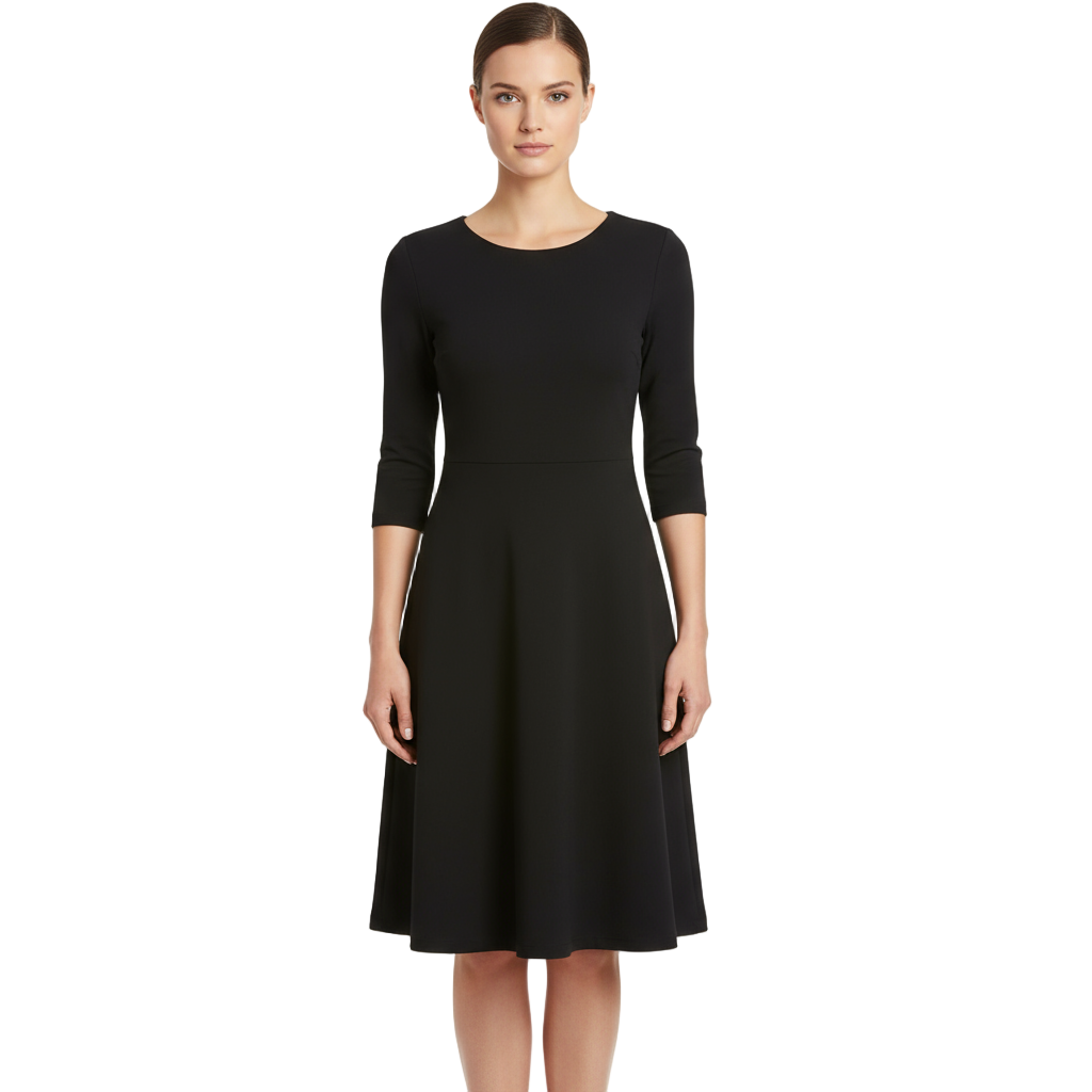 Solid Black Lucia Cotton Bamboo Dress