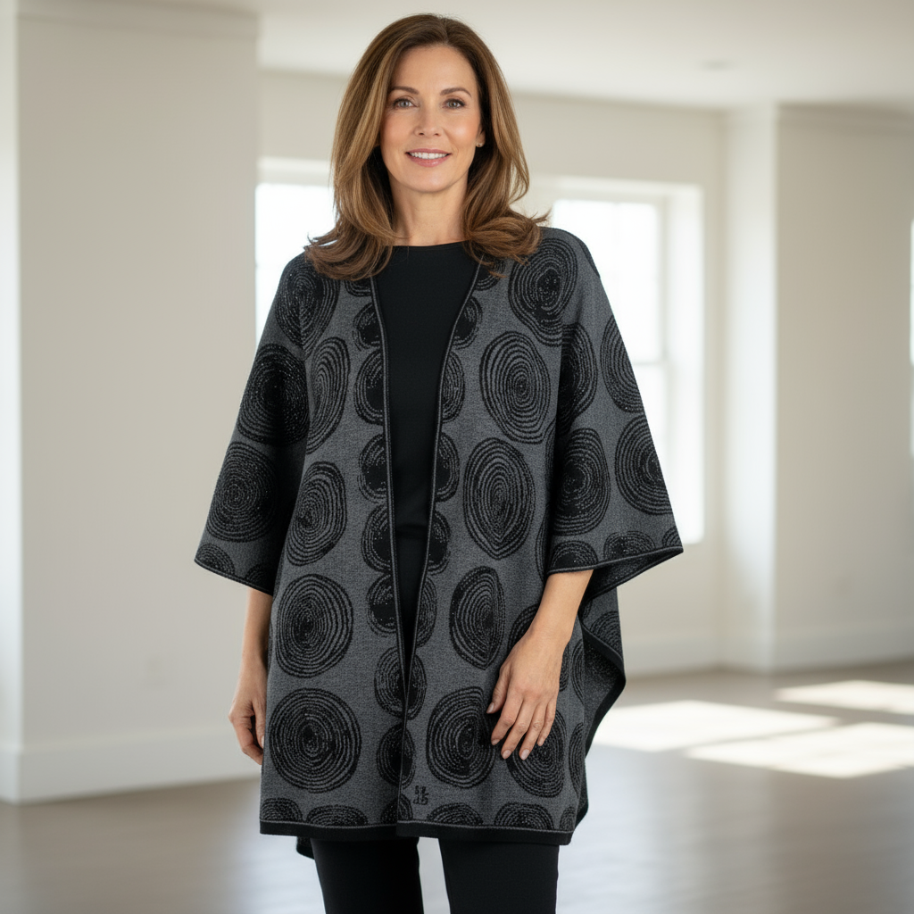 Spirals Cape Black & Charcoal Grey