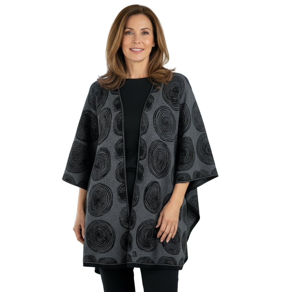 Spirals Cape Black & Charcoal Grey