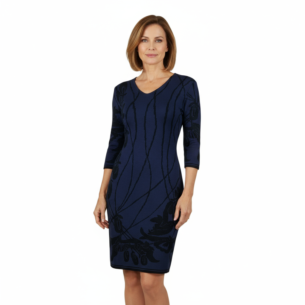 Water Lily Amanda Dress Navy and Black