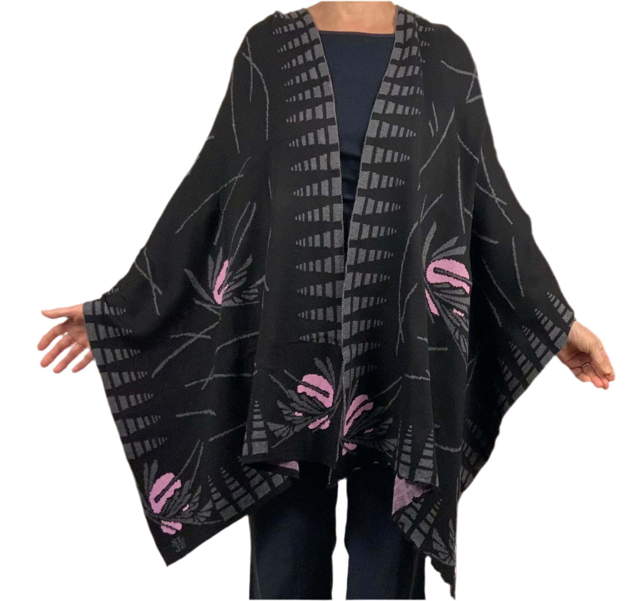 Blossom Black Charcoal Pink Wrap