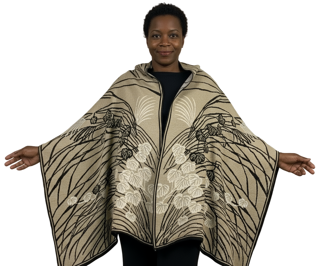 Moonscape Shawl Wrap Sand, Black, Cream