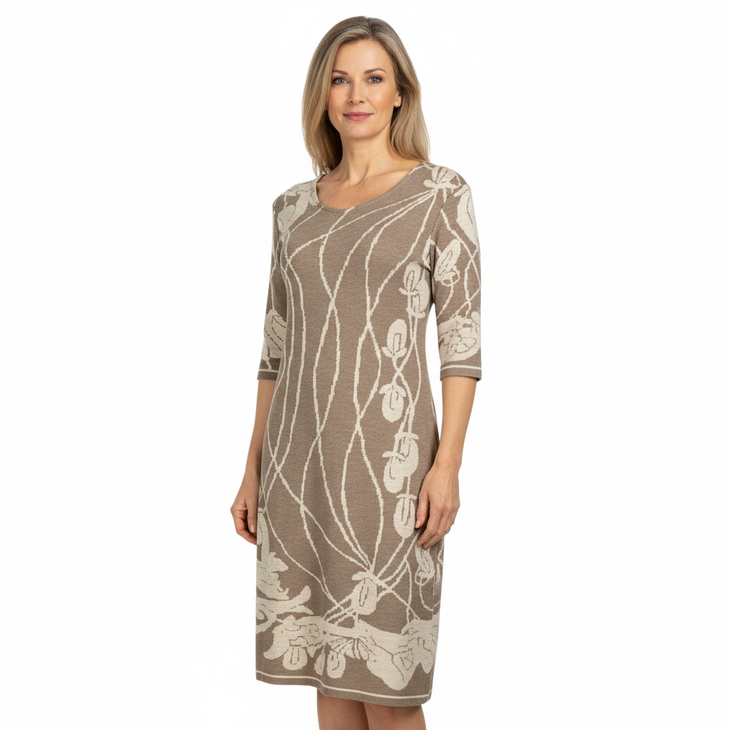 Water Lily Amanda Dress Sand and Cream