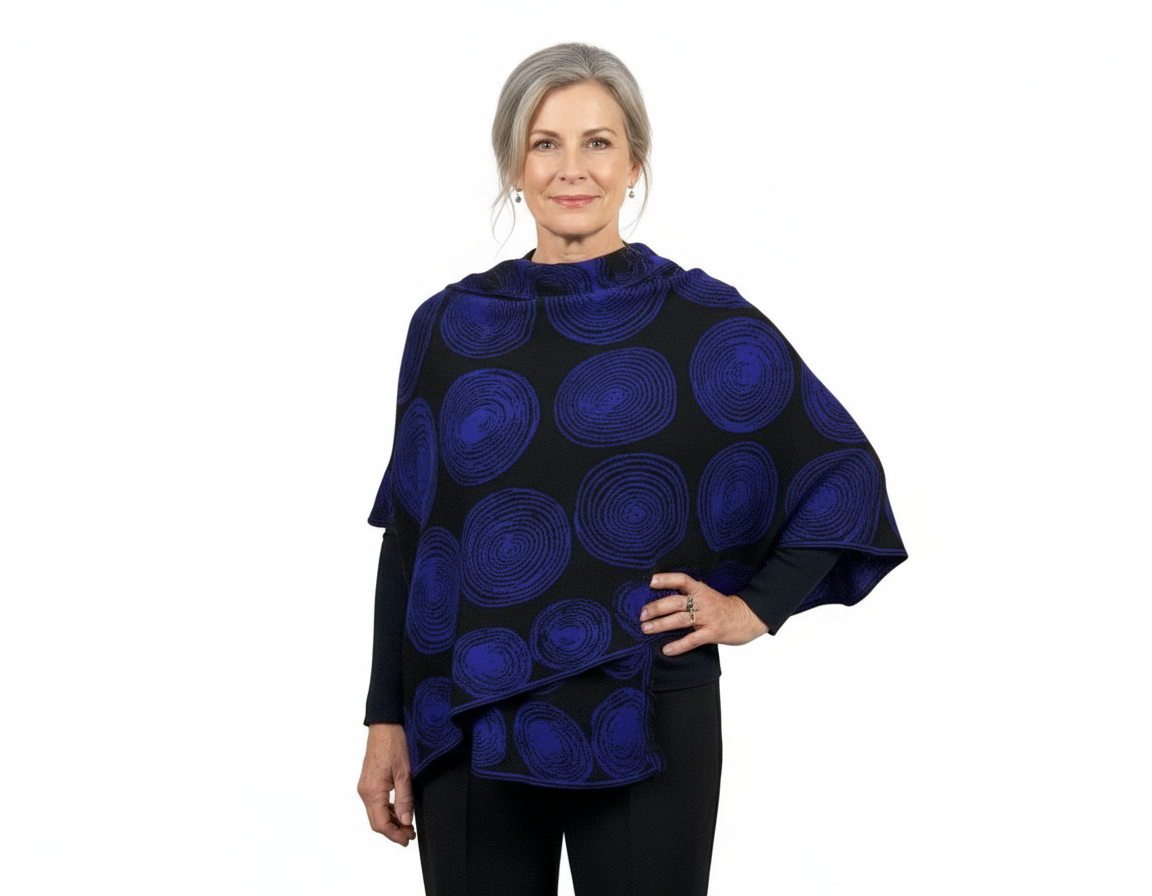 Spirals Black and Lapis Wrap