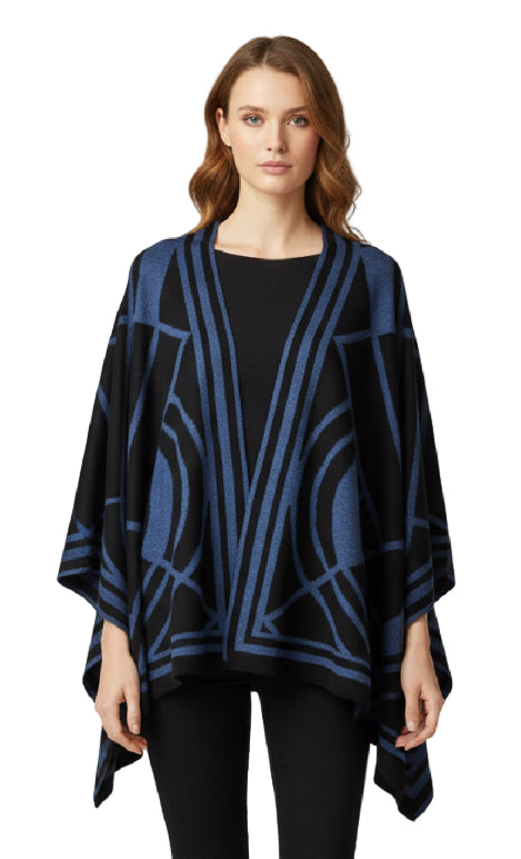 Deco Shawl Scarf Wrap Denim and Black