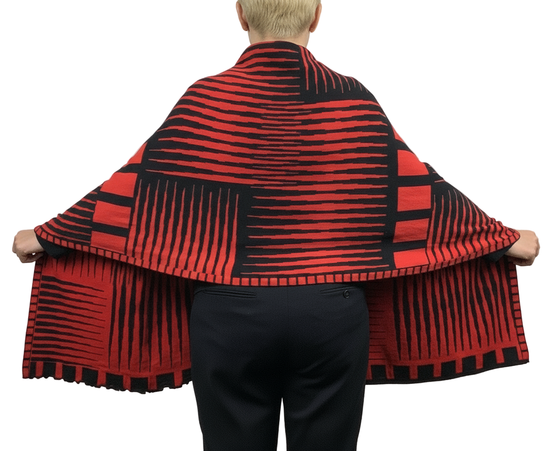 Tides: Reversible black/red Shawl Scarf Wrap