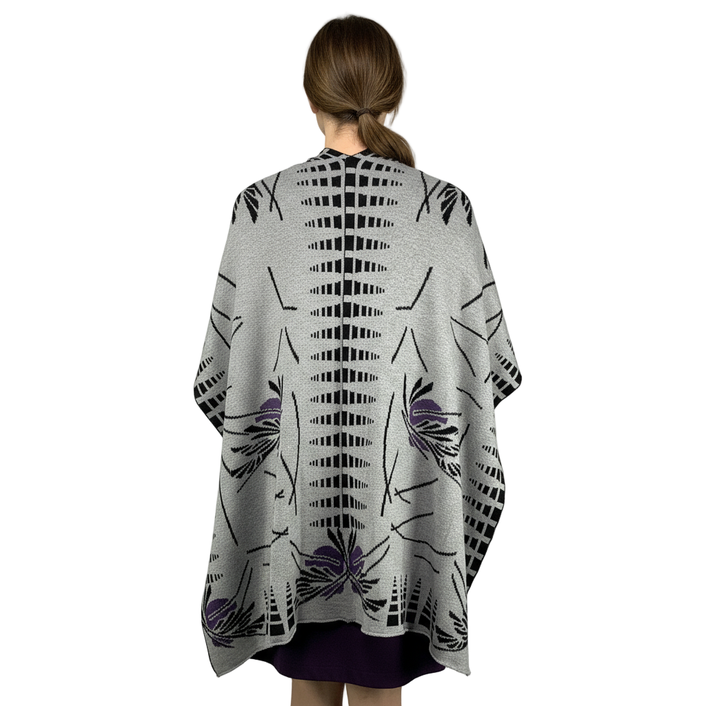 Blossom Cape Light Grey, Black, Purple