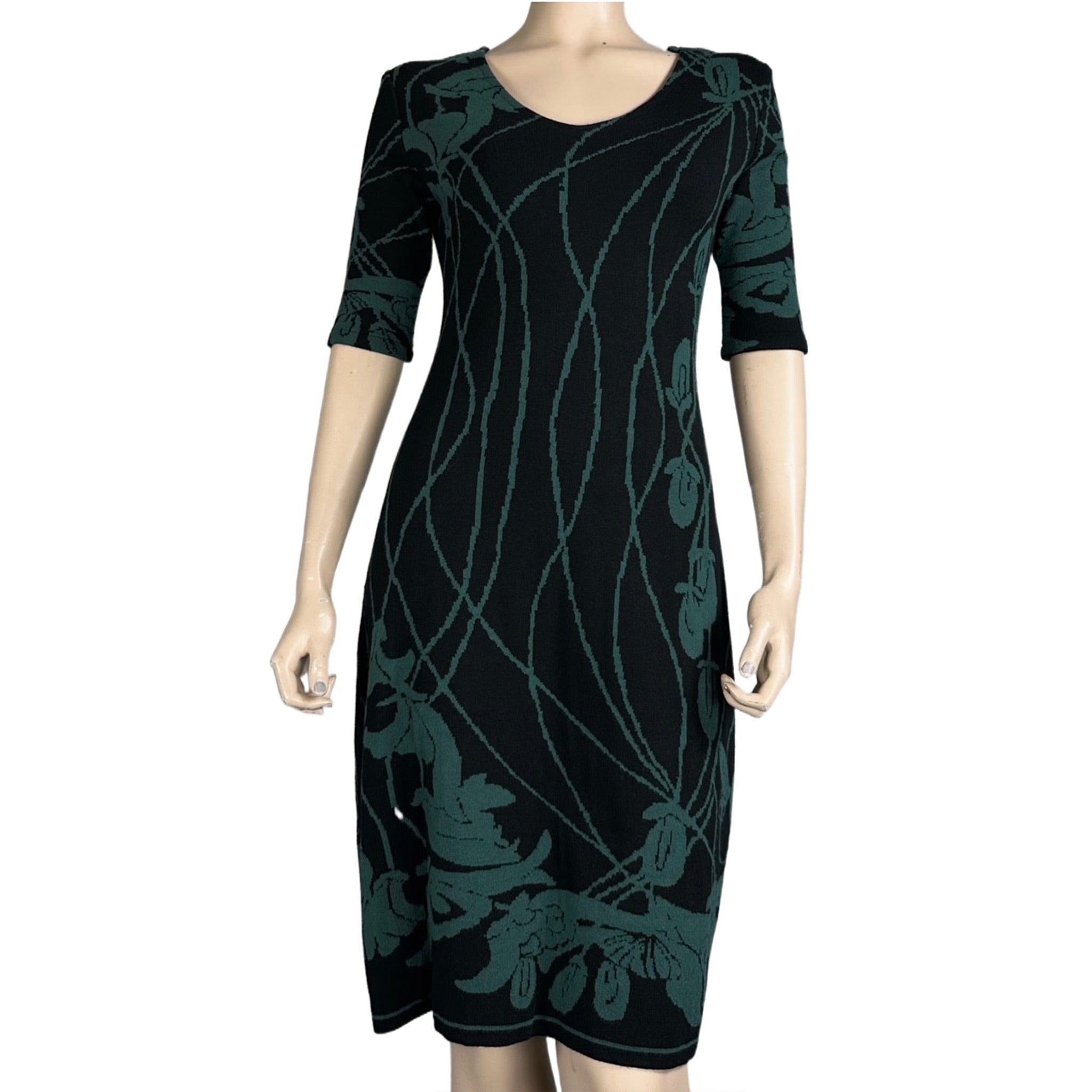Water Lily Amanda Dress Black and Forest Green