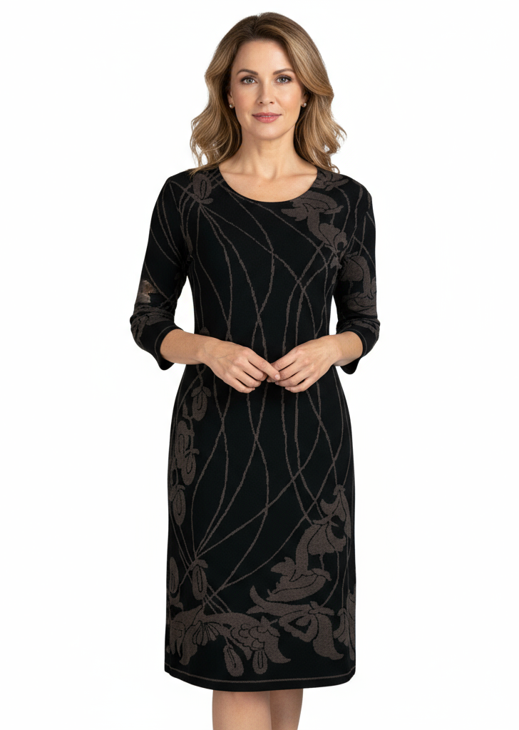 Water Lily Amanda Dress Black and Bronze
