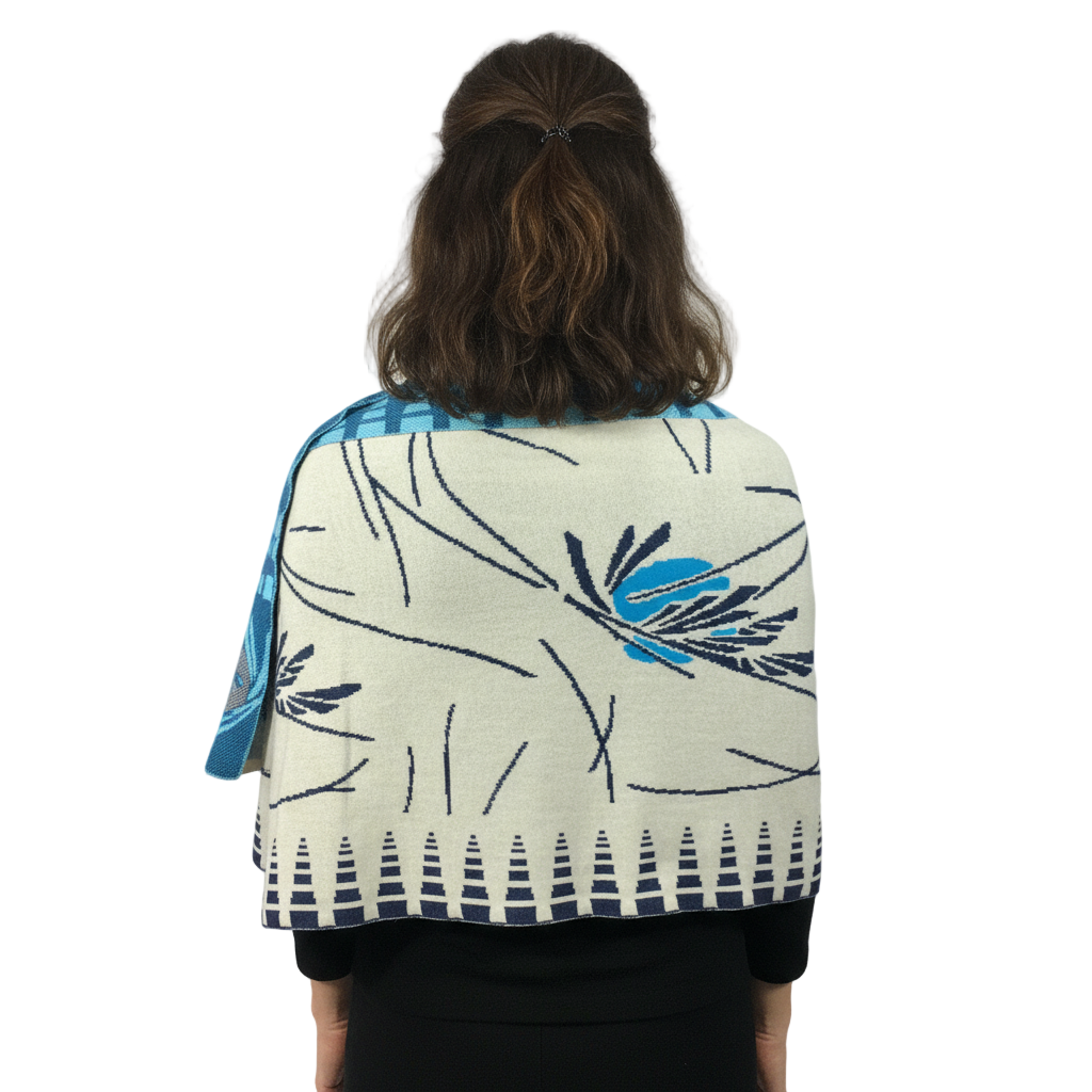 Blossom Cream Denim Peppermint Shawl Scarf Wrap