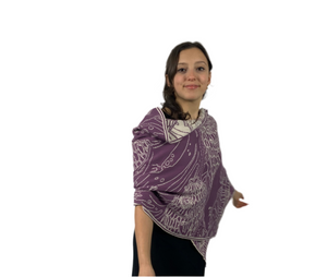 Ocean Reversible Shawl Scarf Wrap Mauve and Cream