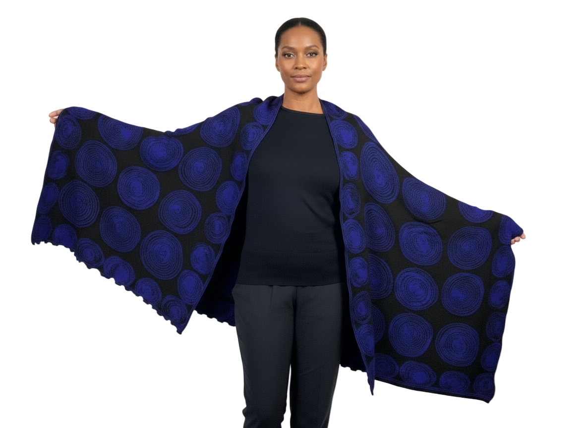 Spirals Black and Lapis Wrap