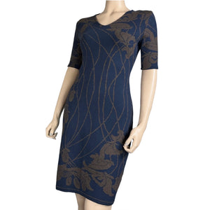 Water Lily Amanda Dress Navy and Bronze