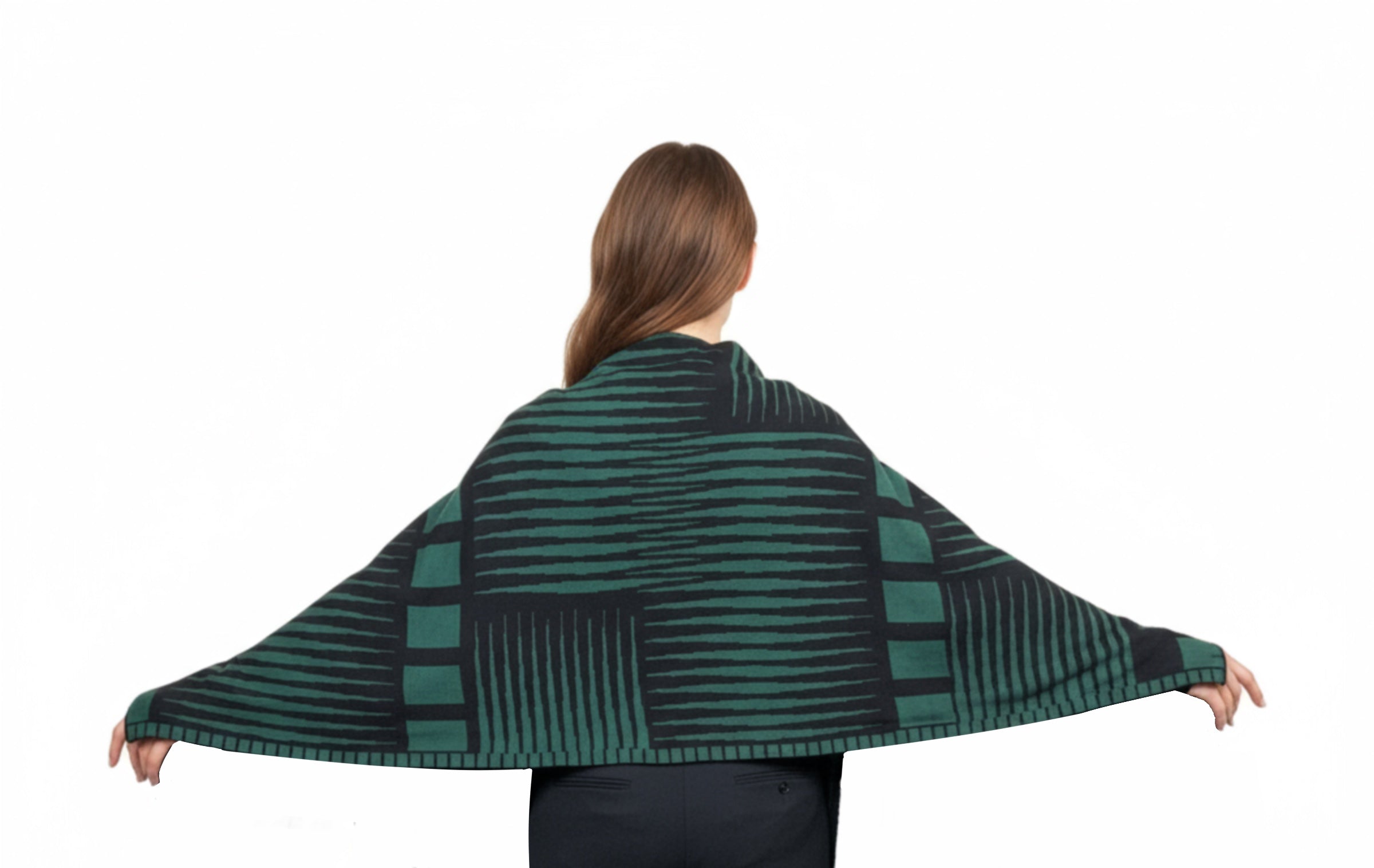 Tides: Reversible Black Hunter Shawl Scarf Wrap