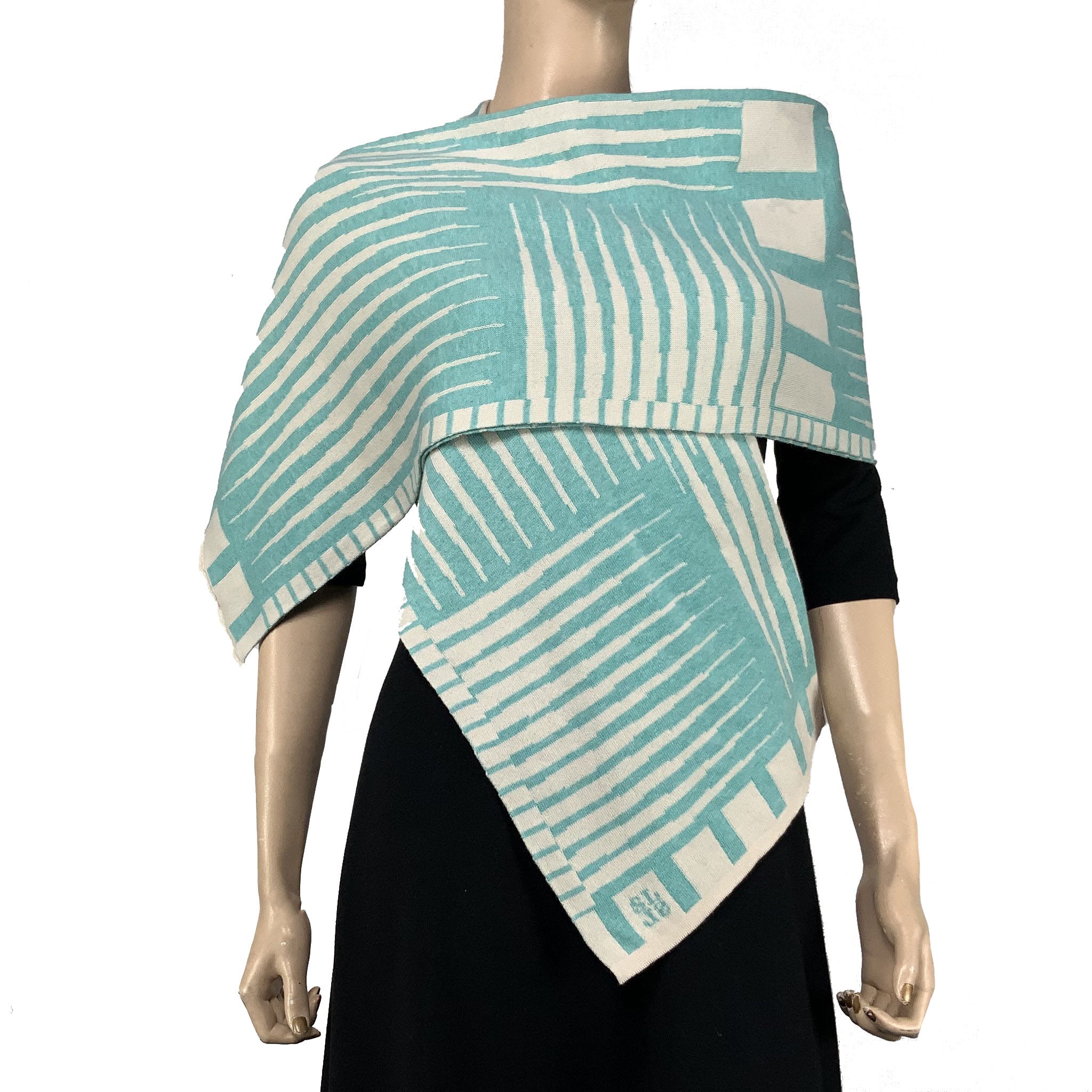 Tides: Reversible mint/cream Shawl Scarf Wrap