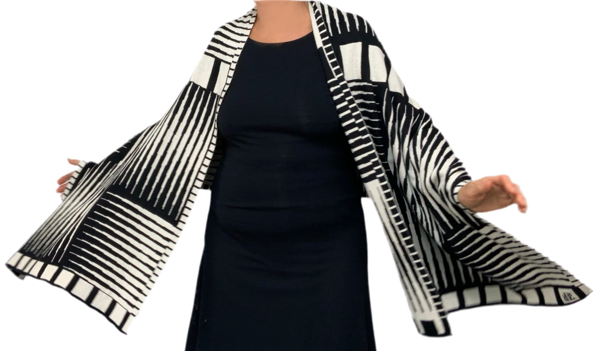Tides: Reversible black/cream Shawl Scarf Wrap