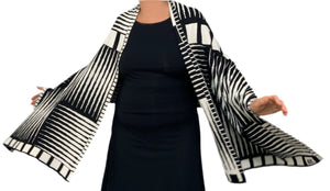 Tides: Reversible black/cream Shawl Scarf Wrap