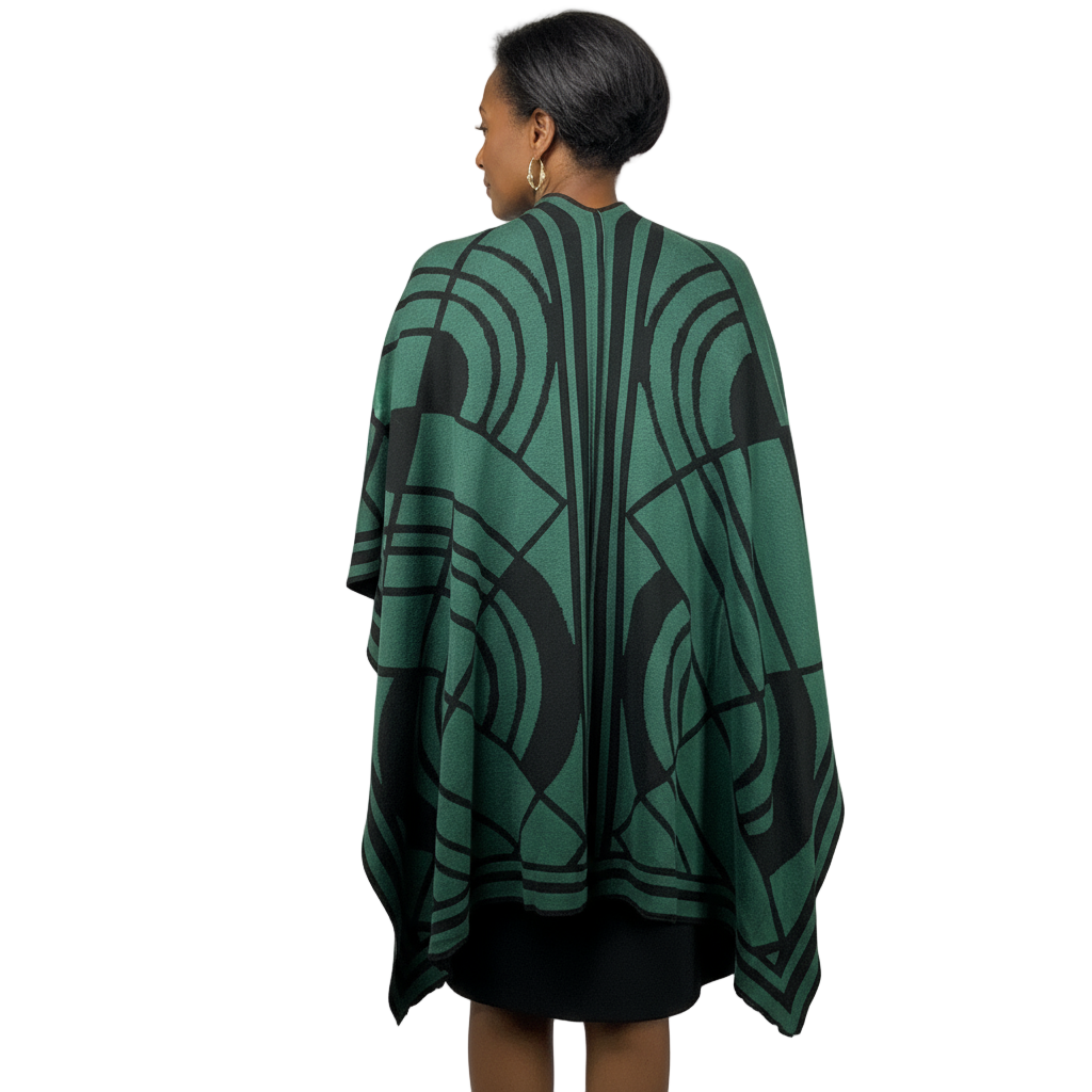Deco Cape Hunter Green and Black