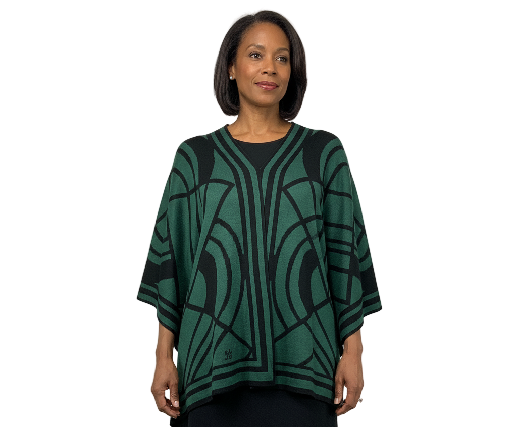 Deco Cape Hunter Green and Black