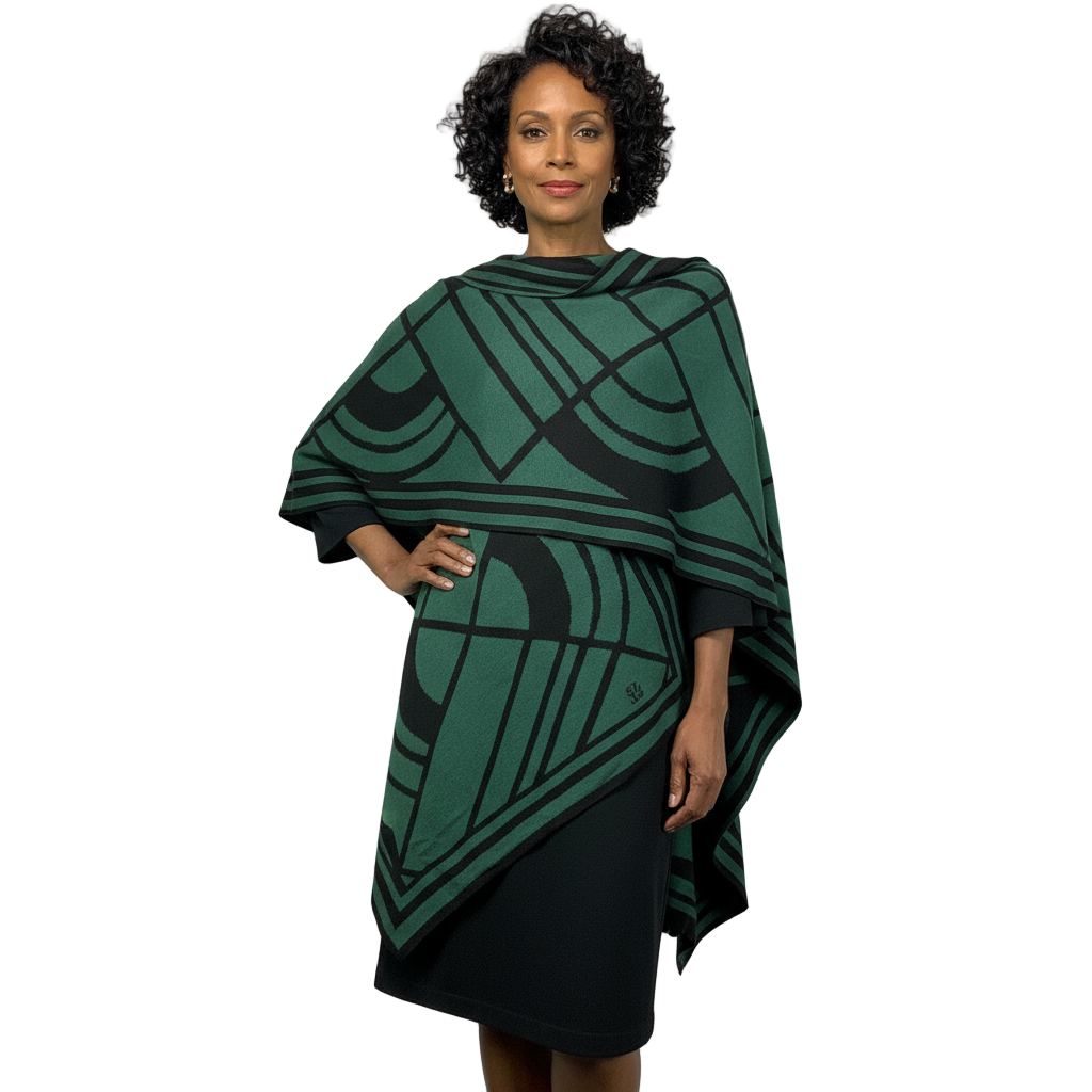 Deco Cape Hunter Green and Black