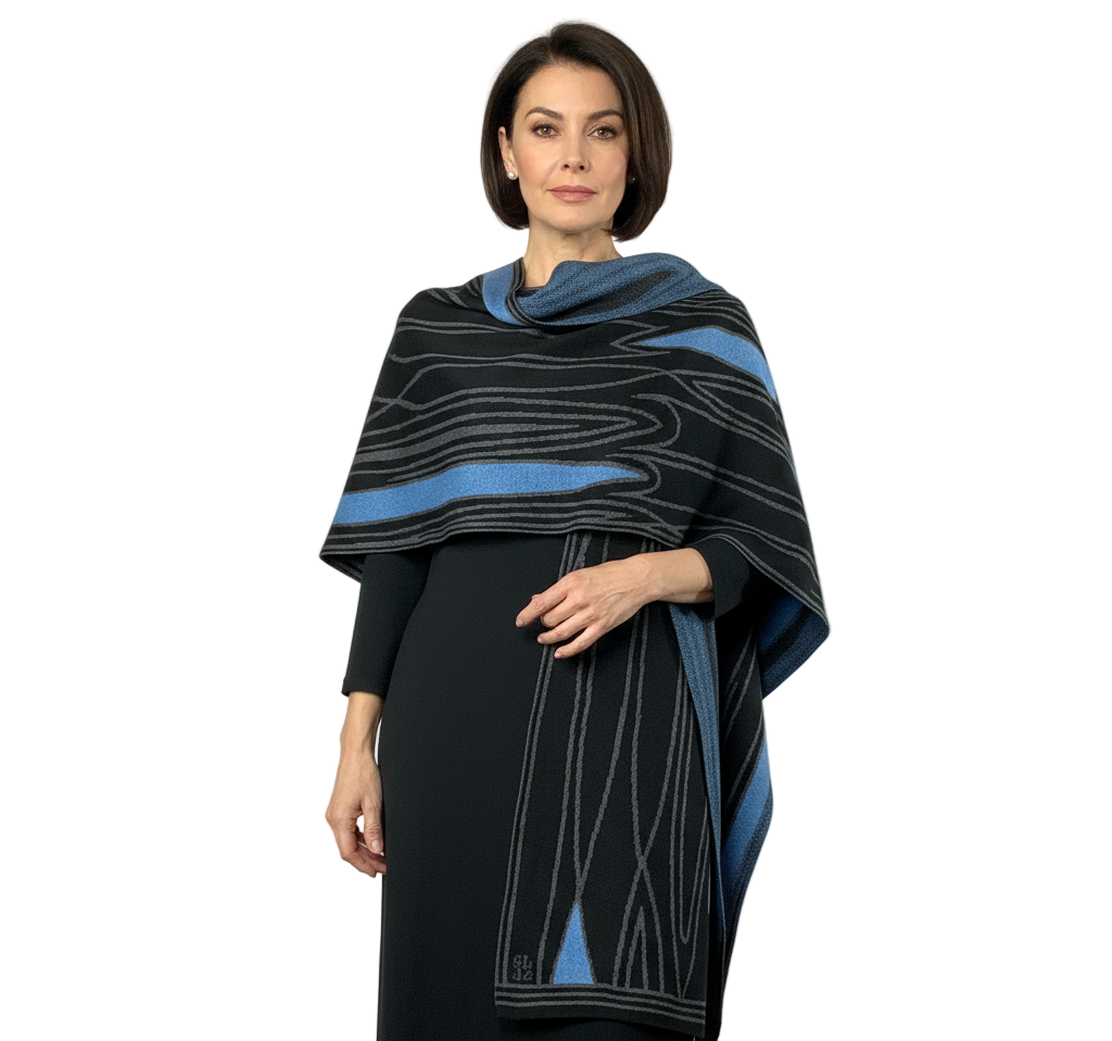 Mid Century Black, Charcoal Light Blue