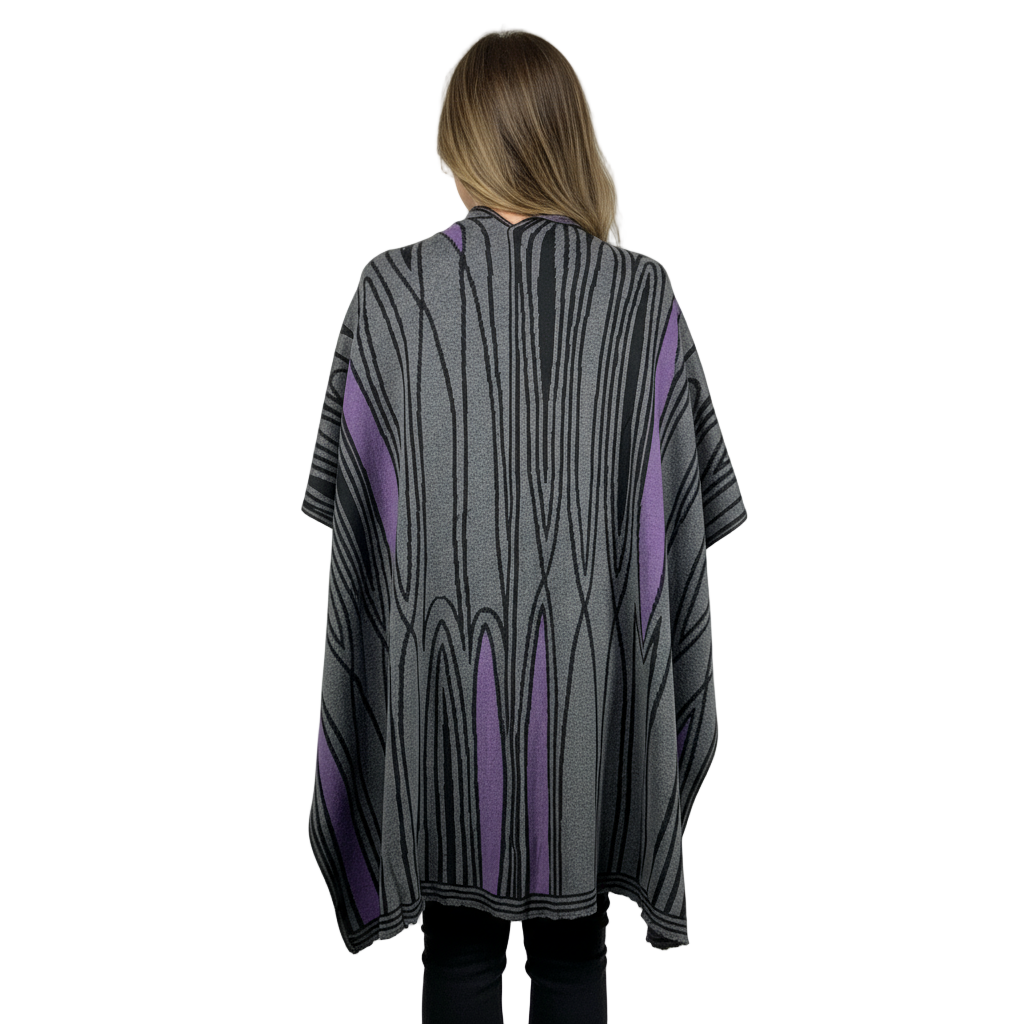 Mid Century Charcoal,  Black and Purple