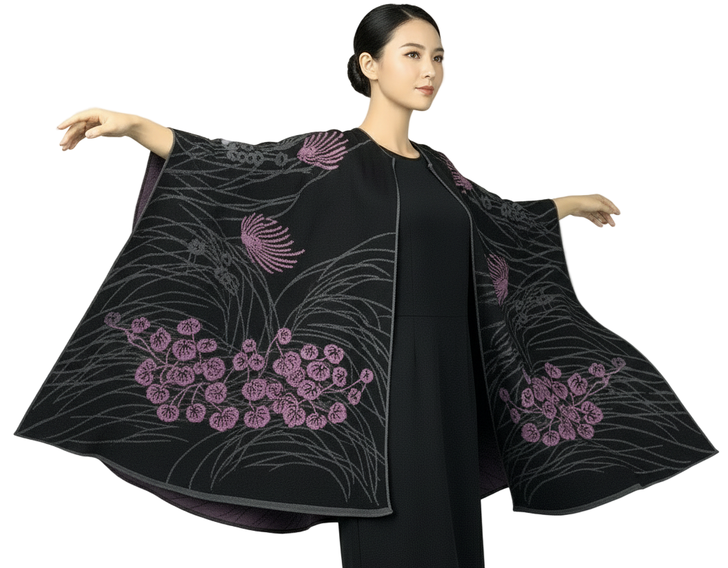 Moon Vine Cape Black, Grey, Pink