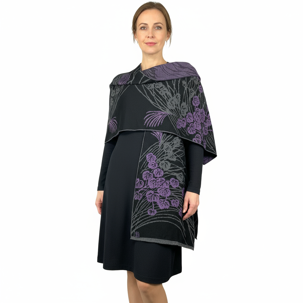 Moon Vine Cape Black, Grey, Purple