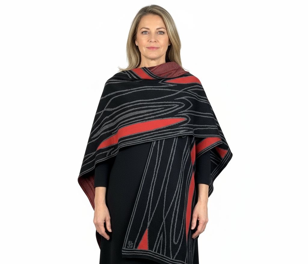 Mid Century Black, Charcoal and Red