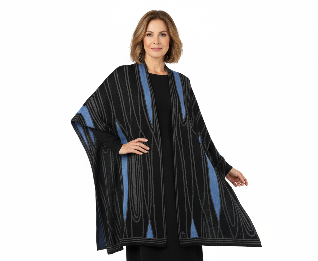 Mid Century Black, Charcoal Light Blue