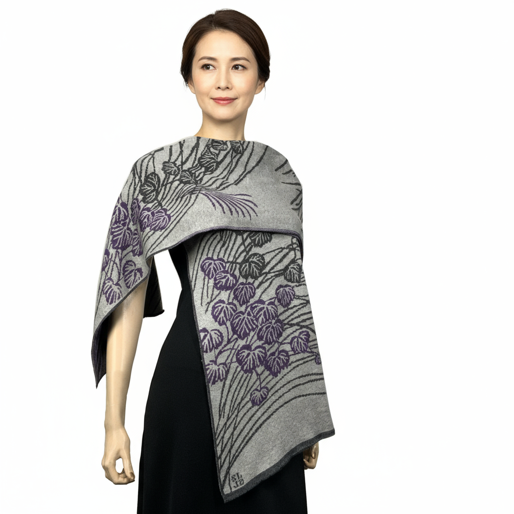 Moonscape Shawl Wrap Light Grey, Black, Lilac