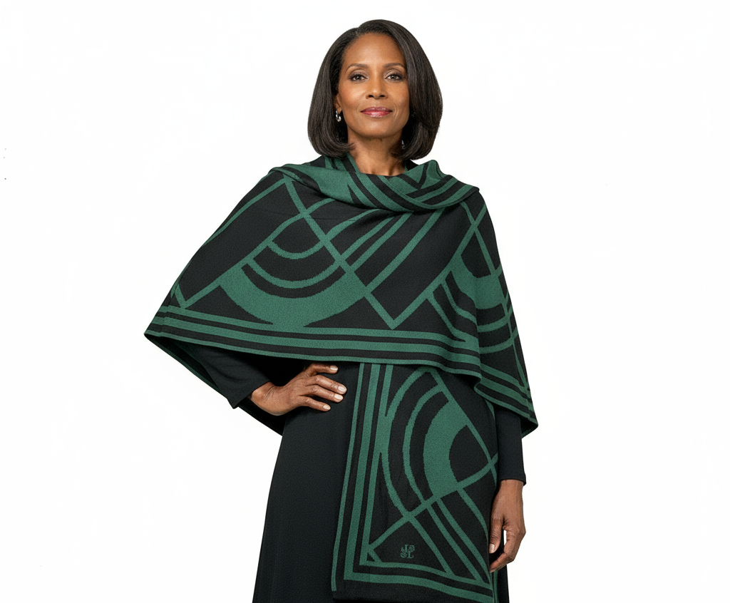 Deco Cape Hunter Green and Black