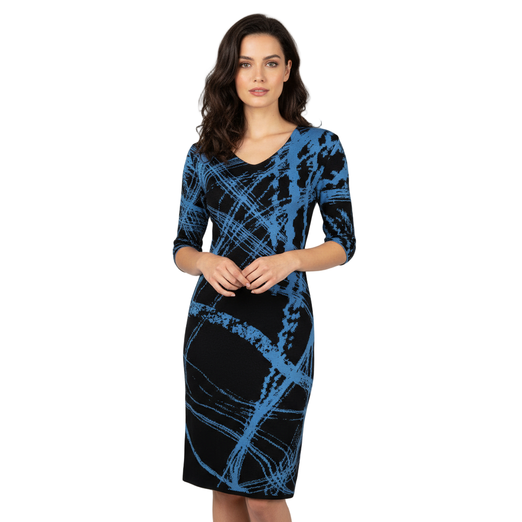 Mirage Amanda Dress Black and Mid Blue