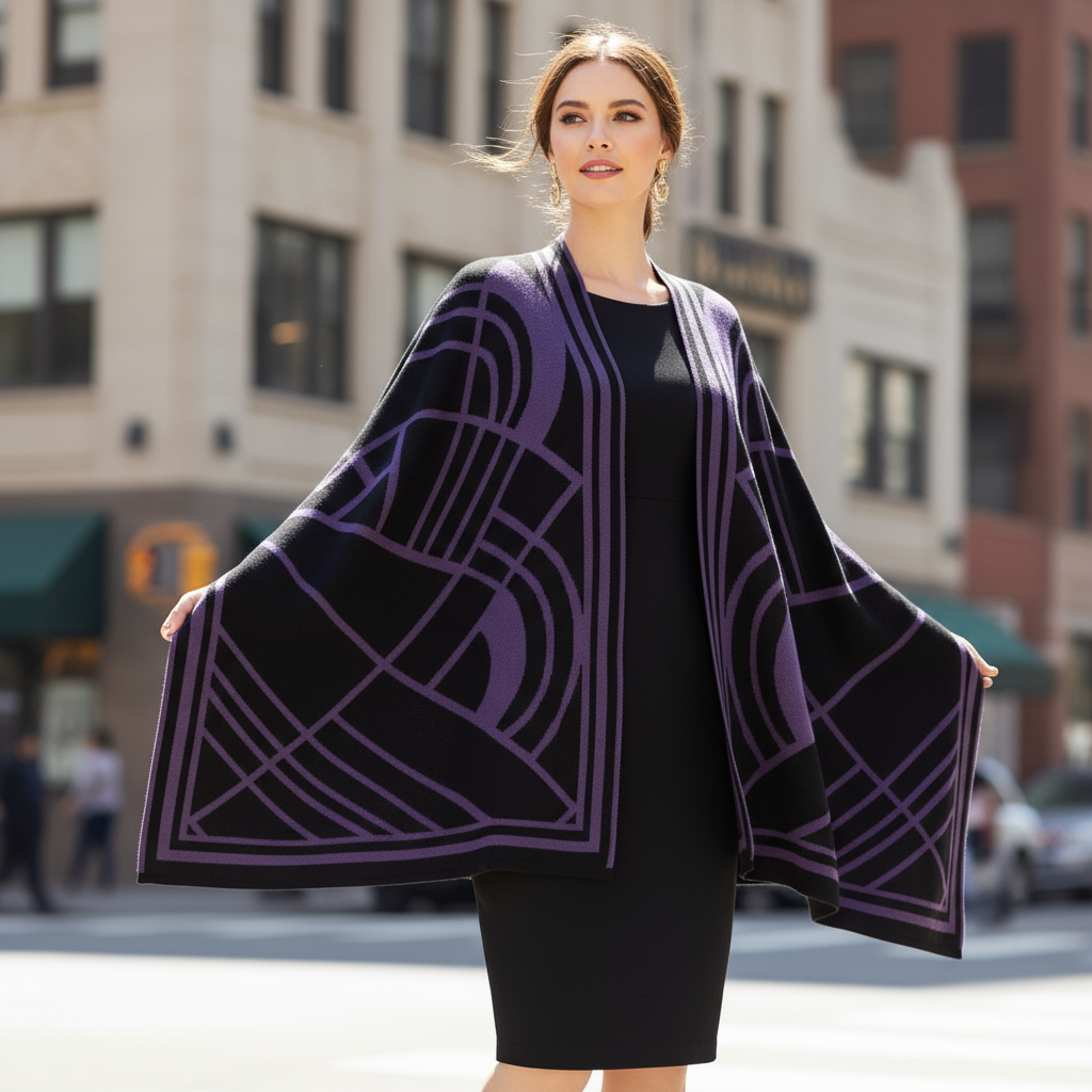 Deco Cape Black & Purple