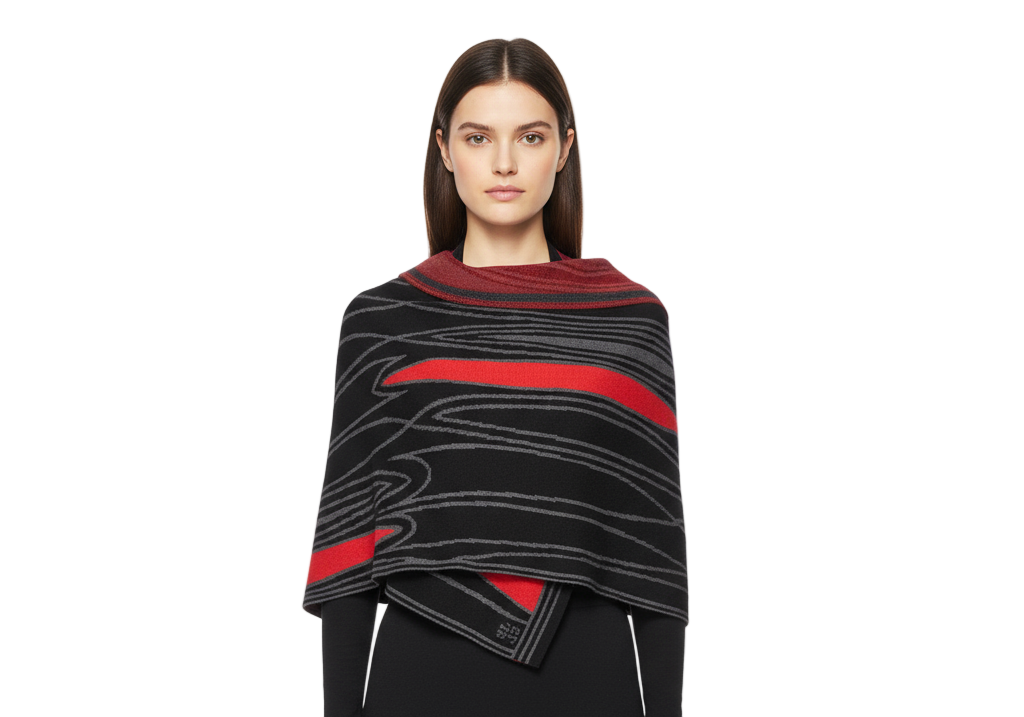 Mid-Century  Black, Dark Grey, Red